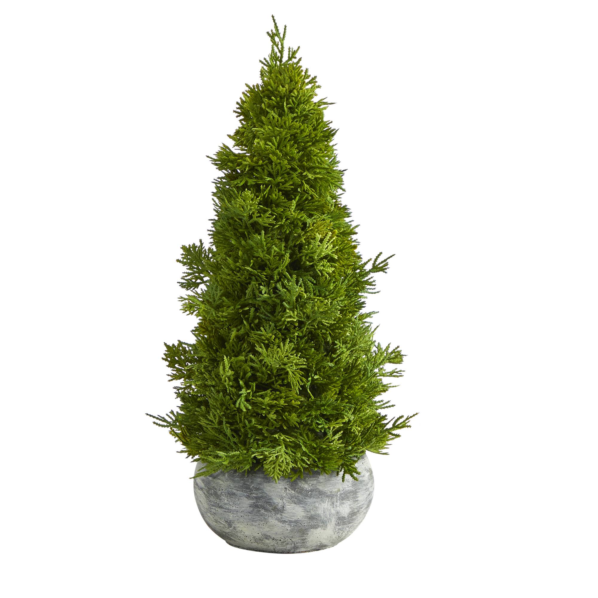 18" Unlit Cypress Cone Artificial Christmas Tree in Decorative Planter